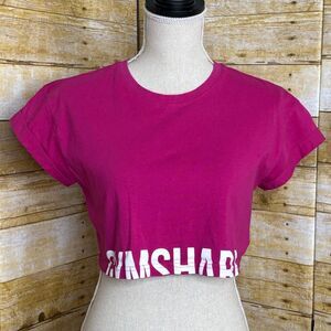 GYMSHARK LOGO COTTON ATHLETIC ATHLEISURE ACTIVE WAISTBAND CROPPED TRAINING TEE